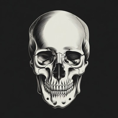 Detailed Human Skull Illustration