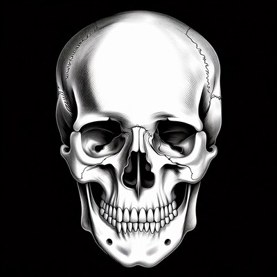 White Skull Illustration on Black