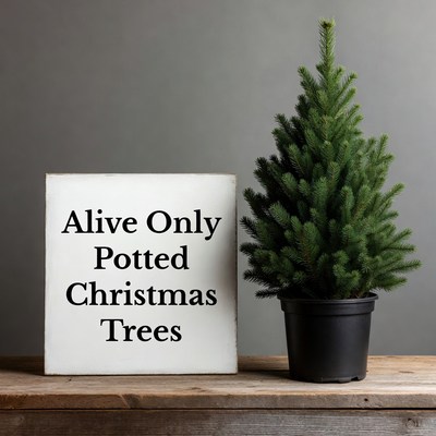 Alive Only Potted Christmas Trees Sign
