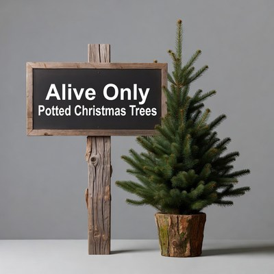 Alive Only Potted Christmas Trees Sign