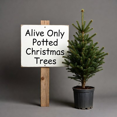 Alive Only Potted Christmas Trees Sign
