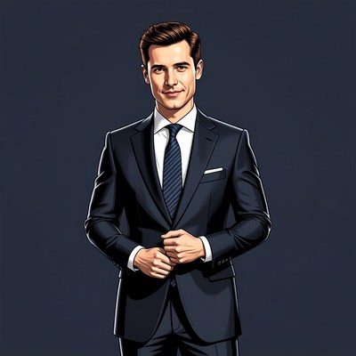 Handsome man in navy suit