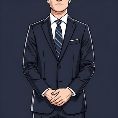 Man in navy suit illustration