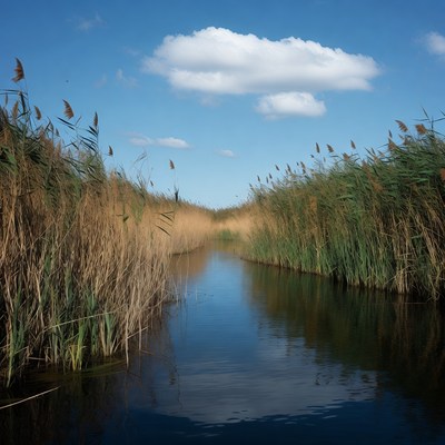 Reed-lined Blue Water Channel