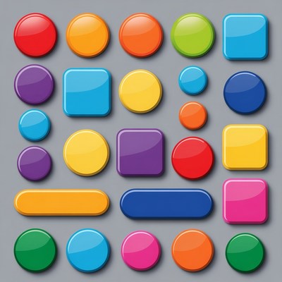 Colorful Buttons on Gray Background