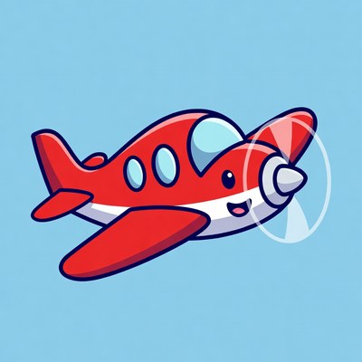 Cute red cartoon airplane