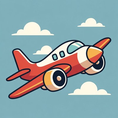 Red Airplane Flying in Clouds