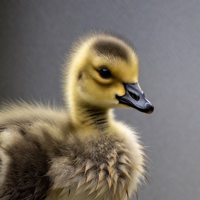 Fluffy yellow duckling close-up