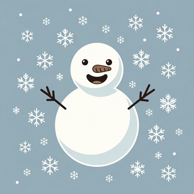 Smiling Snowman with Snowflakes