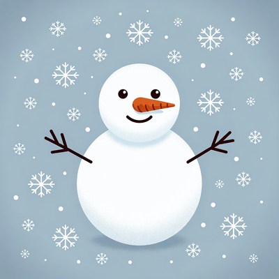 Snowman in Snowflakes Illustration