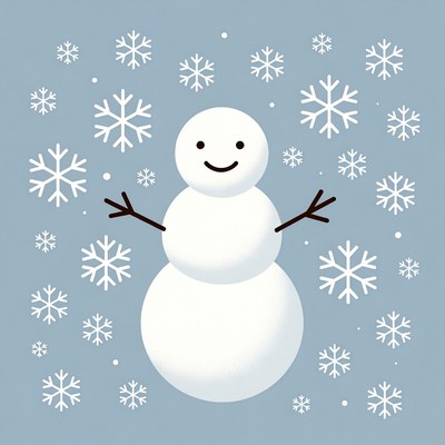 Smiling Snowman with Snowflakes