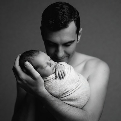 Father holding newborn baby