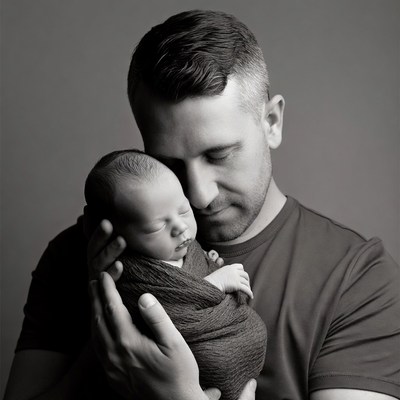 Father holding newborn baby