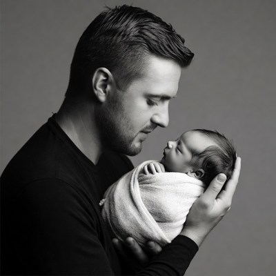 Father holding newborn baby