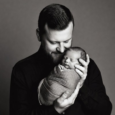 Father holding newborn baby