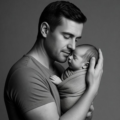 Father holding newborn baby