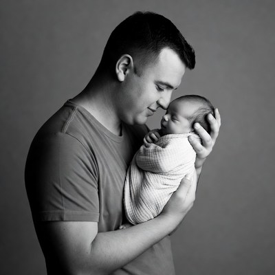 Father holding newborn baby