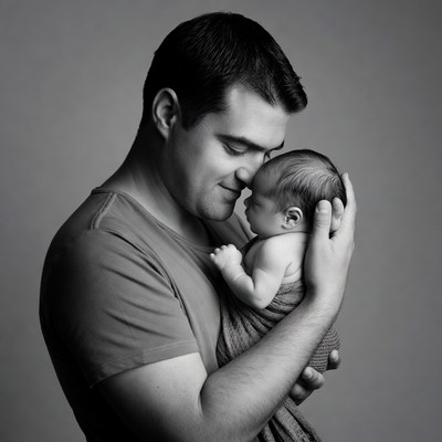 Father holding newborn baby
