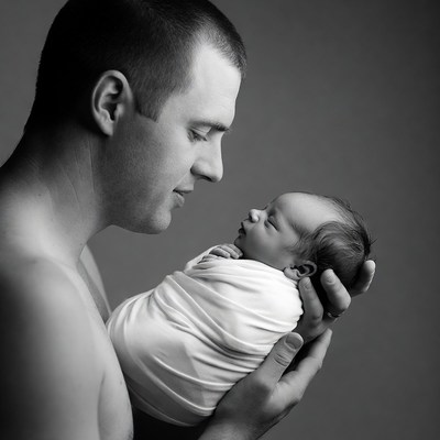 Father holding newborn baby