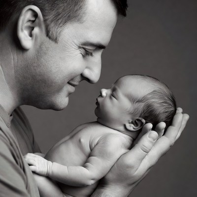Father holding newborn baby