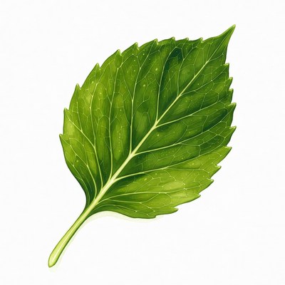 Green serrated leaf isolated