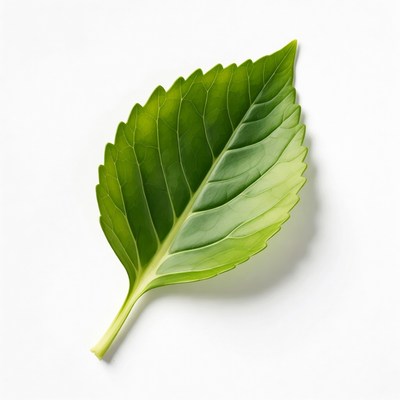 Green serrated leaf isolated