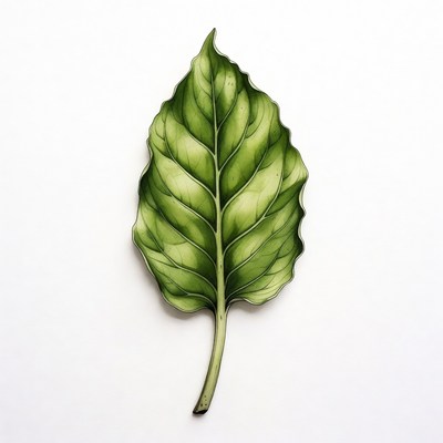 Green Leaf on White Background