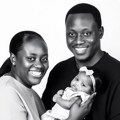 African family holding newborn baby