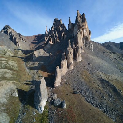 Towering Rock Formations in Mountain Landscape