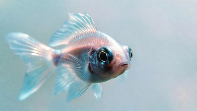 Pink Goldfish Swimming Underwater