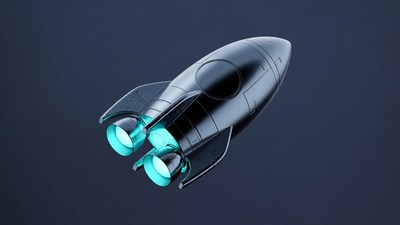 Futuristic Rocket with Blue Flames