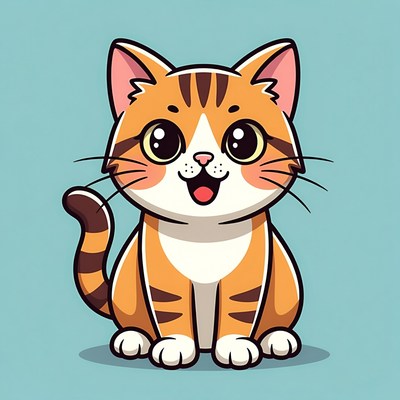 Cute cartoon orange tabby kitten
