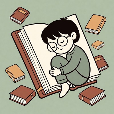 Boy sleeping with open book