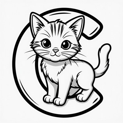 Cute kitten in letter C