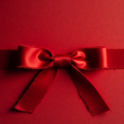 Red Satin Bow on Red Background