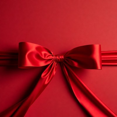 Red Satin Bow on Gift Box