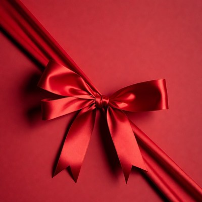 Red Satin Bow on Ribbon