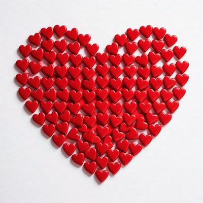 Red hearts forming heart shape