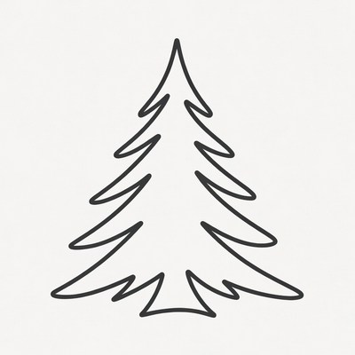 Line drawing Christmas tree