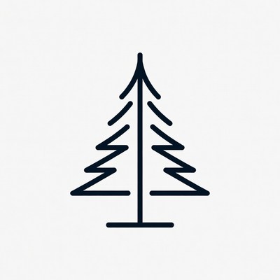 Line drawing pine tree