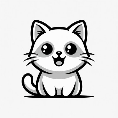 Cute white kitten illustration