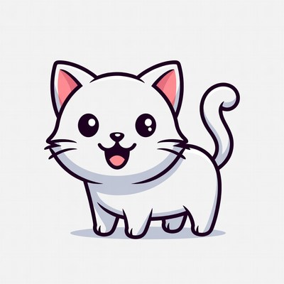 Cute white kitten smiling