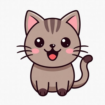 Cute smiling tabby kitten illustration