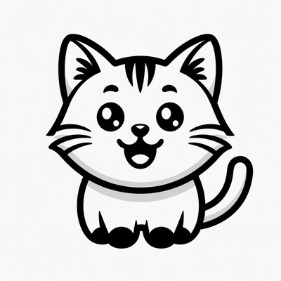 Cute cartoon kitten smiling
