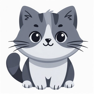 Cute gray tabby kitten illustration