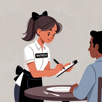 Waitress taking order from man