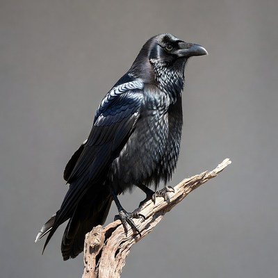 Raven perched on branch