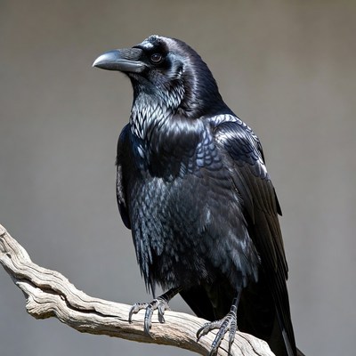 Raven perched on branch