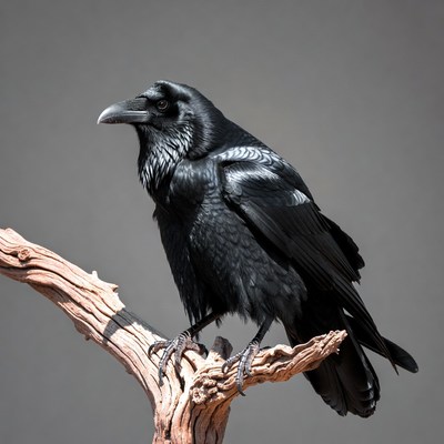 Raven perched on branch