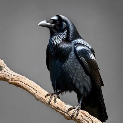 Raven perched on branch